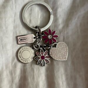 Vintage Coach Pink and Silver Flower Keychain